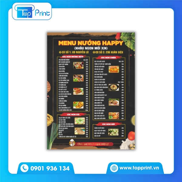 In menu khổ d&agrave;i &ndash; Ph&ugrave; hợp qu&aacute;n BBQ hiện đại