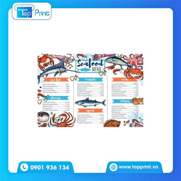 Thiết Kế Menu Hải Sản Theo Yêu Cầu