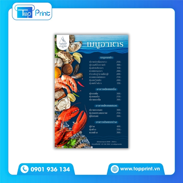 Mẫu menu hải sản cho quán bình dân