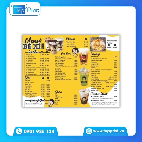 Menu Qu&aacute;n Ăn Vặt Mini Size In Nhanh Lấy Liền