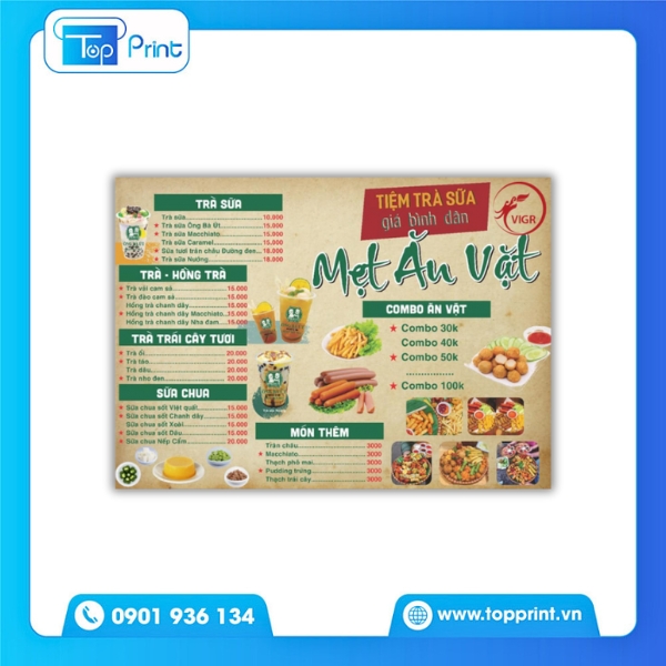 Menu Quán Ăn Vặt