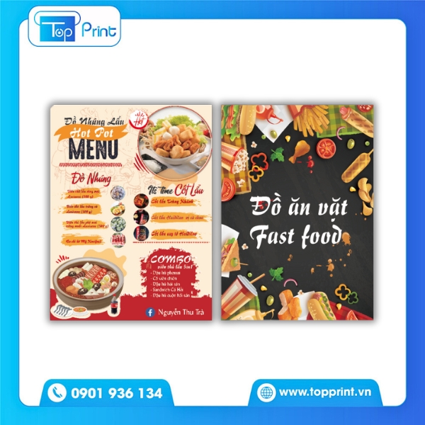 Menu Qu&aacute;n Ăn Vặt Dạng Tờ Rơi &ndash; In Gi&aacute; Rẻ