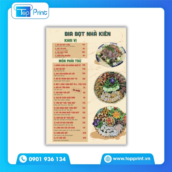 Mẫu menu qu&aacute;n bia hơi tone v&agrave;ng đen sang trọng
