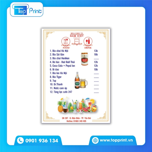 Mẫu menu qu&aacute;n bia hơi thiết kế đồ họa chuy&ecirc;n nghiệp