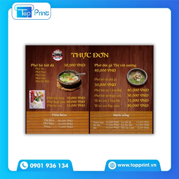 Mẫu Menu Qu&aacute;n Phở A4 &ndash; Thiết Kế Đơn Giản, Dễ Nh&igrave;n