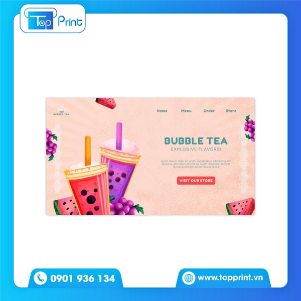 Name card thương hiệu trà sữa trẻ trung