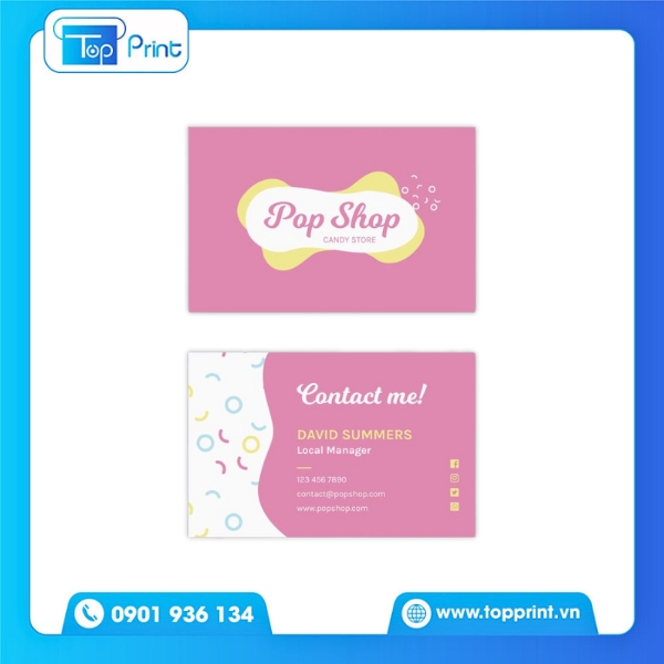 In card visit trà sữa tông hồng nữ tính