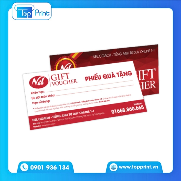 Voucher tiếng Anh thiết kế tối giản và tinh tế