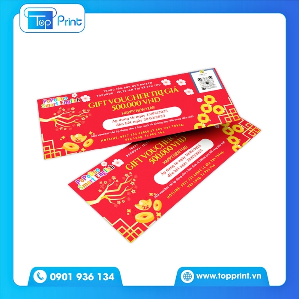 Thiết kế voucher tiếng Anh màu xanh dương chuyên nghiệp
