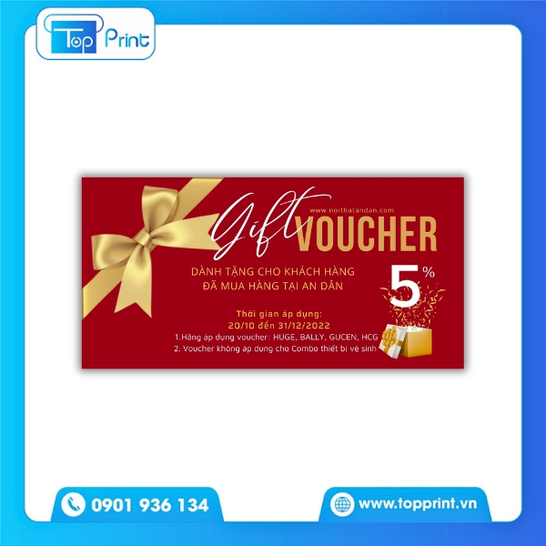 In Voucher Quà Tặng Trên Giấy Couche Bóng Đẹp
