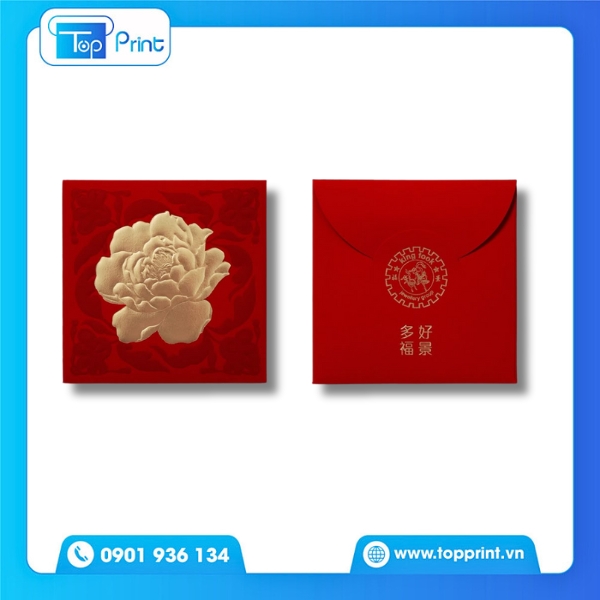 Mẫu Bao Thư Đỏ In Chữ Thư Pháp