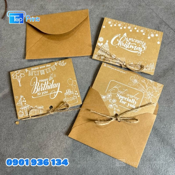 Mẫu bao thư kraft đựng thiệp cưới