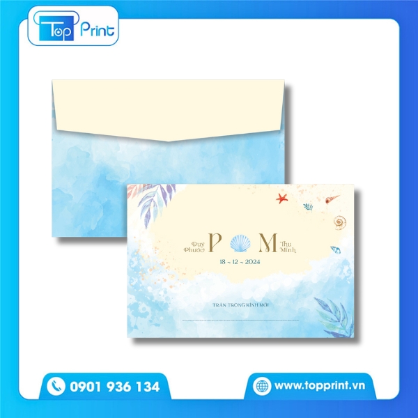 Mẫu bao thư thiệp cưới họa tiết ngọc trai