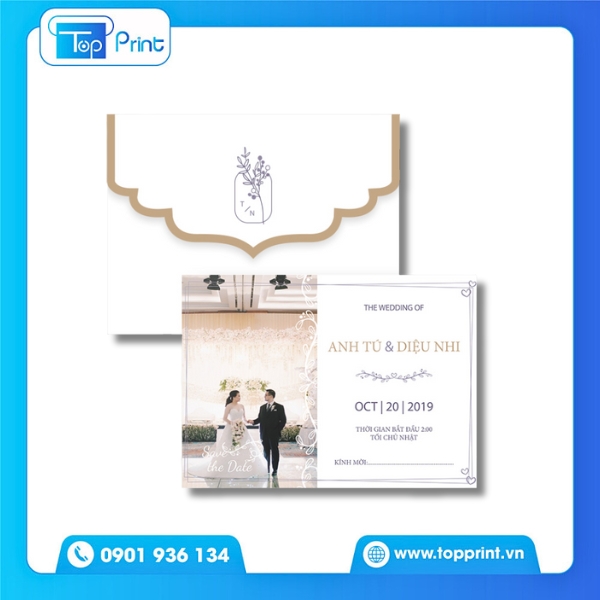 Bao thư thiệp cưới màu gold ánh kim sang trọng