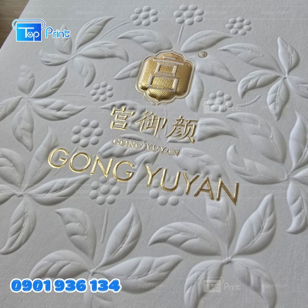 Mẫu in dập nổi sang trọng trên hộp giấy cao cấp