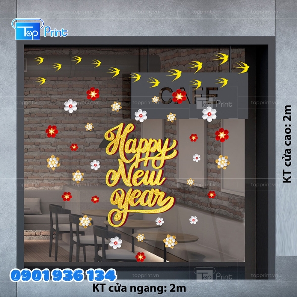 Mẫu Decal Dán Kính Tết 2026 Phong Cách Hiện Đại