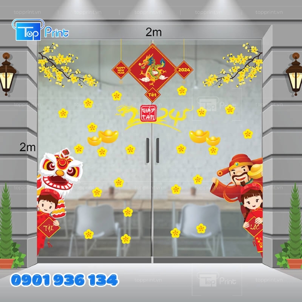 Mẫu Decal Dán Kính 2026 Topprint Màu In Rực Rỡ