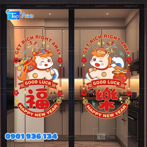 Mẫu Decal Trang Trí Kính Xuân 2026