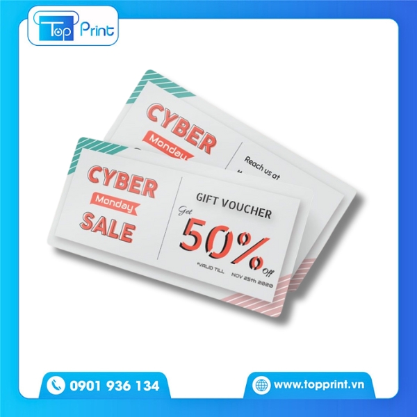 Mẫu in voucher thẻ qu&agrave; tặng thiết kế ấn tượng