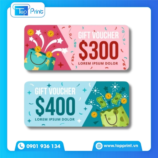 Mẫu in voucher mua 1 tặng 1 thu h&uacute;t