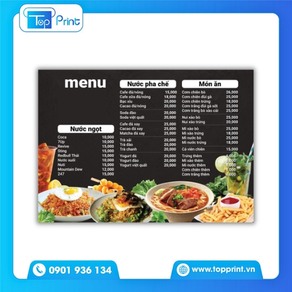 Mẫu Menu Qu&aacute;n Net In Nhanh Lấy Liền