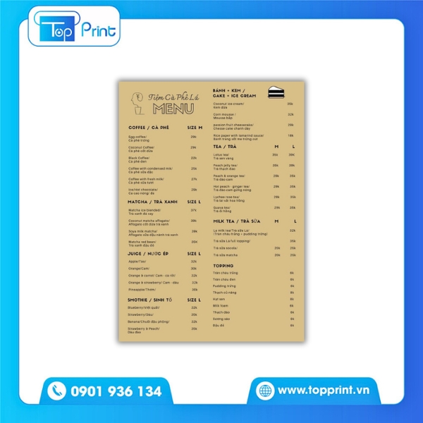 Mẫu menu quán trà đá hiện đại, trẻ trung