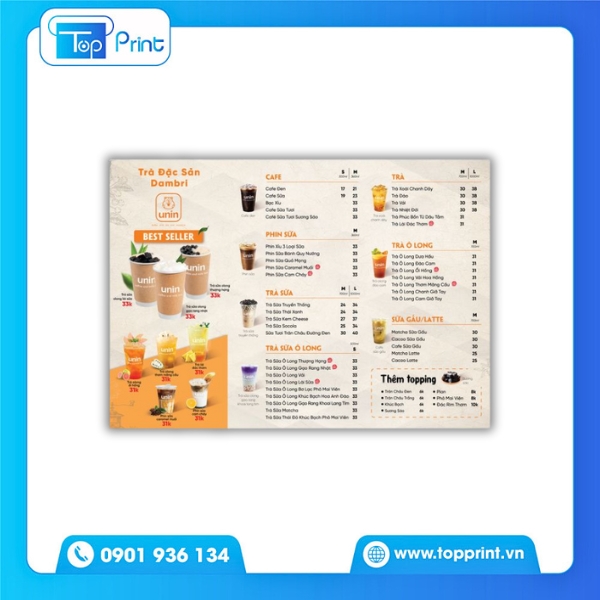 Mẫu menu quán trà đá thu hút khách hàng trẻ