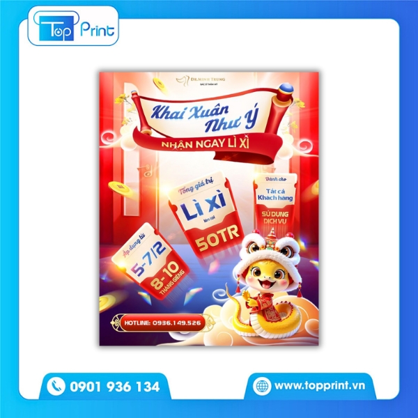 Mẫu poster khai xuân như ý tết đẹp mắt tại Topprint