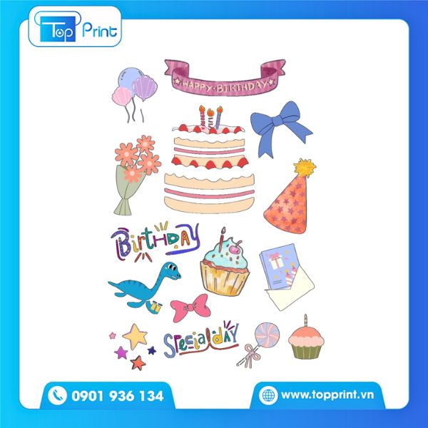 Mẫu sticker sinh nhật phong c&aacute;ch H&agrave;n Quốc