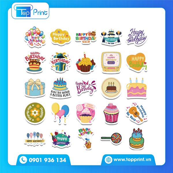 Mẫu sticker sinh nhật in trang tr&iacute; thiệp