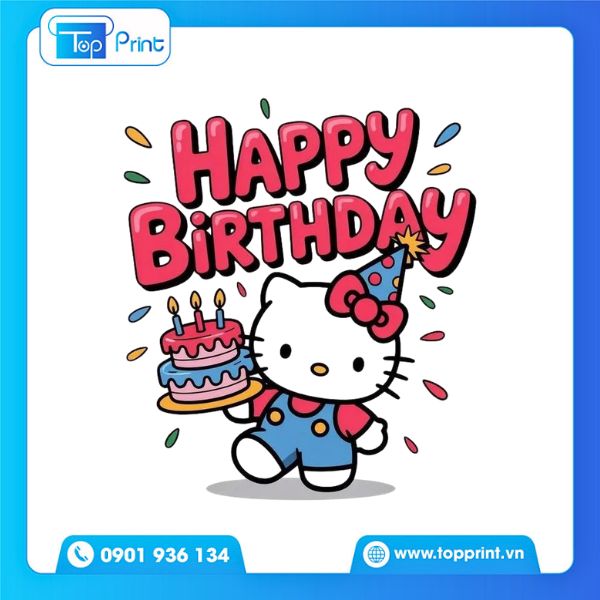 Mẫu sticker sinh nhật in h&igrave;nh chibi dễ thương