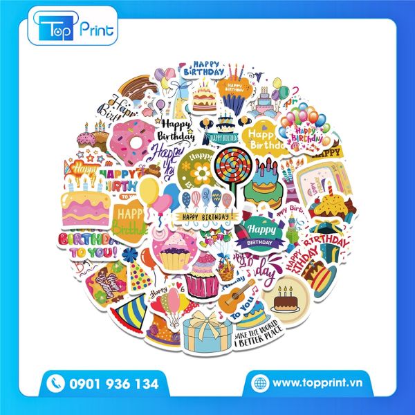 Mẫu sticker sinh nhật in decal chất lượng cao