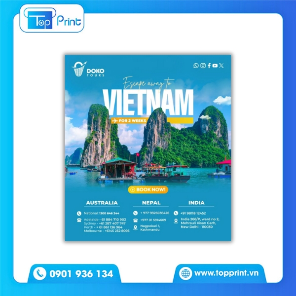 Mẫu tờ rơi du lịch in màu chuẩn – thiết kế miễn phí