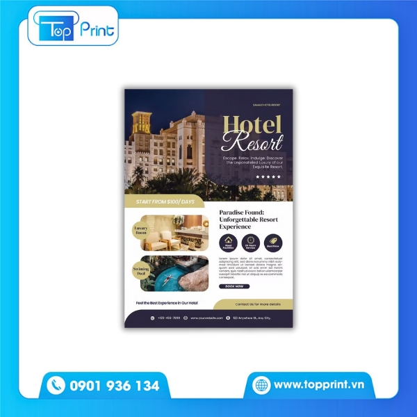 Mẫu tờ rơi kh&aacute;ch sạn giới thiệu c&aacute;c g&oacute;i dịch vụ