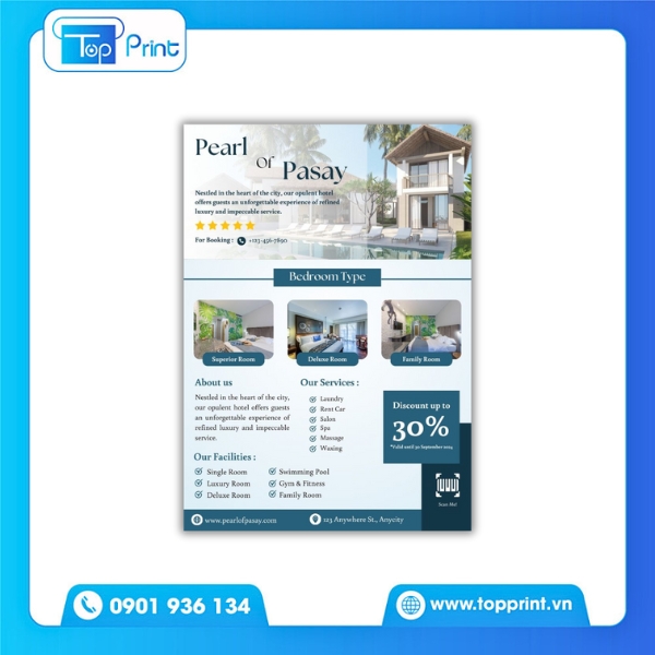 Mẫu tờ rơi kh&aacute;ch sạn giới thiệu dịch vụ spa