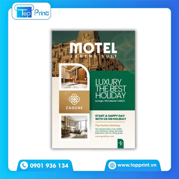 Mẫu tờ rơi kh&aacute;ch sạn mini A6 dễ cầm nắm