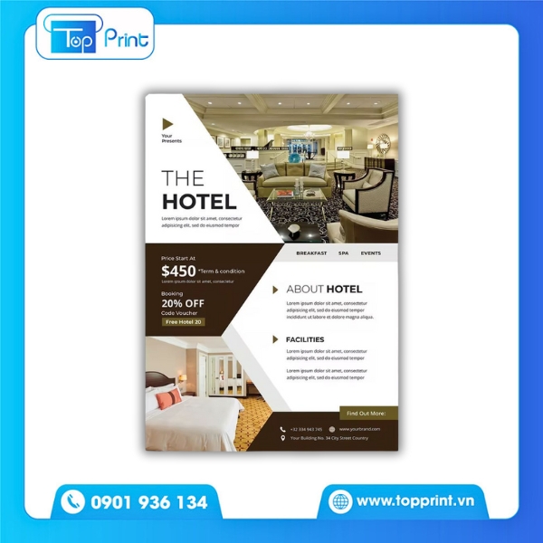 Mẫu tờ rơi kh&aacute;ch sạn thiết kế s&aacute;ng tạo