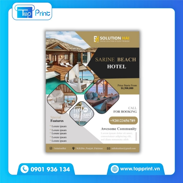 Mẫu tờ rơi kh&aacute;ch sạn thiết kế chuy&ecirc;n nghiệp Topprint