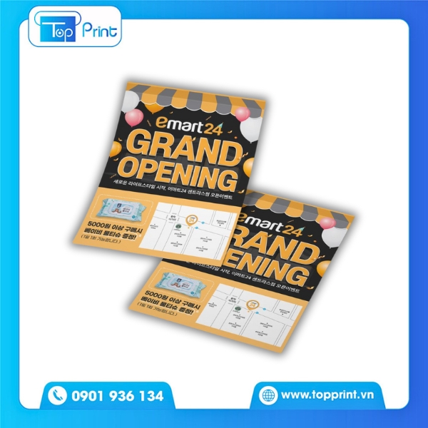 Mẫu tờ rơi khai trương cửa hàng tiện lợi đẹp 