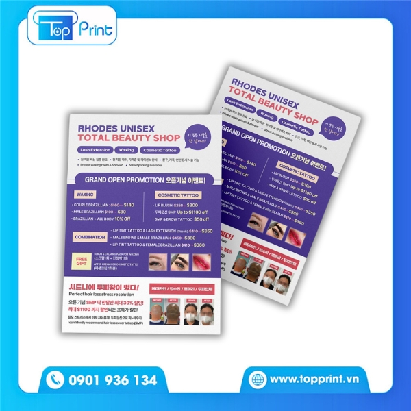 Mẫu tờ rơi khai trương viện thẫm mỹ phun xăm