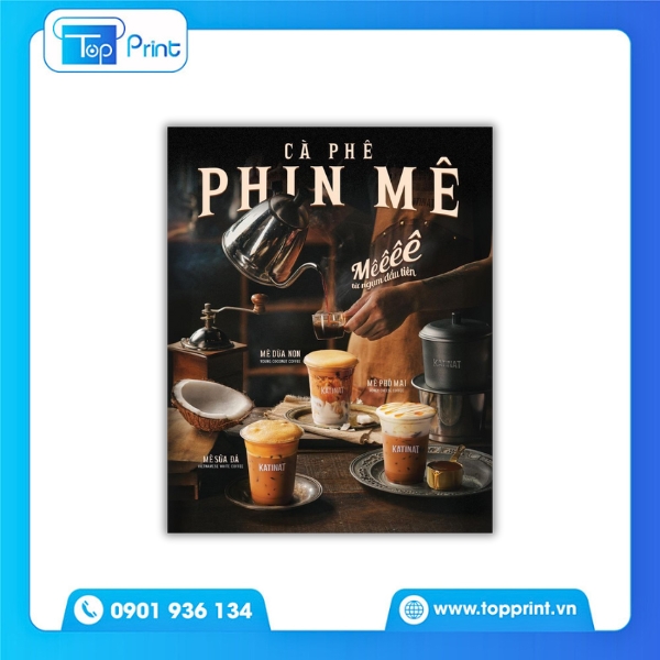 Mẫu tờ rơi quán cà phê có menu đồ uống bắt mắt