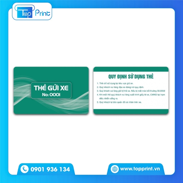 Mẫu thẻ giữ xe in decal phủ bóng sang trọng và bền màu