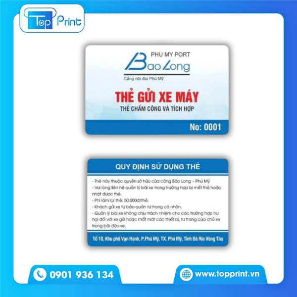 Mẫu thẻ giữ xe ép nhựa dẻo, chống ẩm và chống rách tối đa