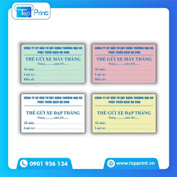 Mẫu thẻ giữ xe in trên giấy couche đẹp và sắc nét