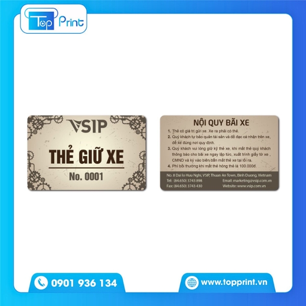 Mẫu thẻ giữ xe in hai mặt tiện dụng, màu sắc nổi bật