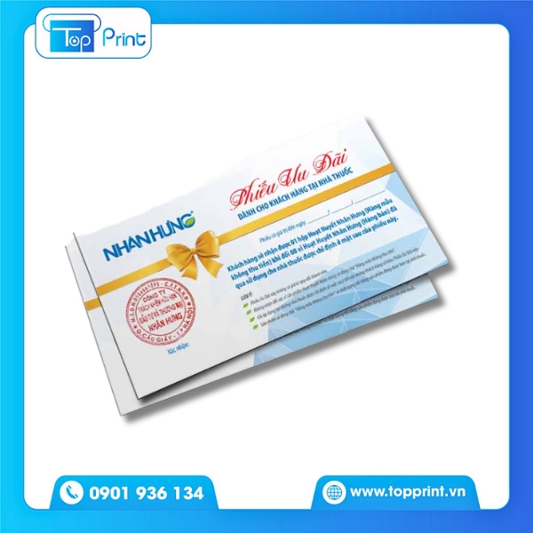 Mẫu voucher nh&agrave; thuốc in r&otilde; n&eacute;t tại Topprint