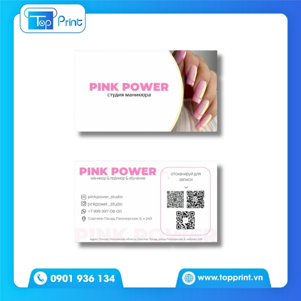 Mẫu Card Visit Nail Trắng Tối Giản