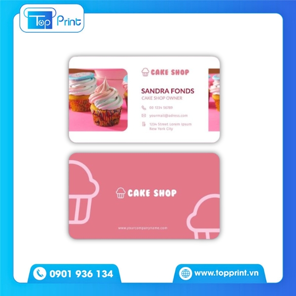 Mẫu card visit tiệm b&aacute;nh phong c&aacute;ch hiện đại trẻ trung