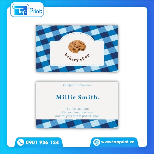 Mẫu card visit tiệm b&aacute;nh phong c&aacute;ch dễ thương