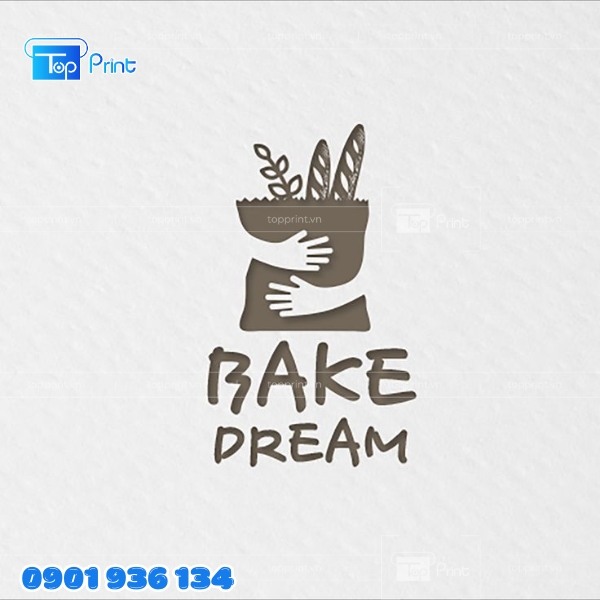 Mẫu logo tiệm bánh in giấy kraft